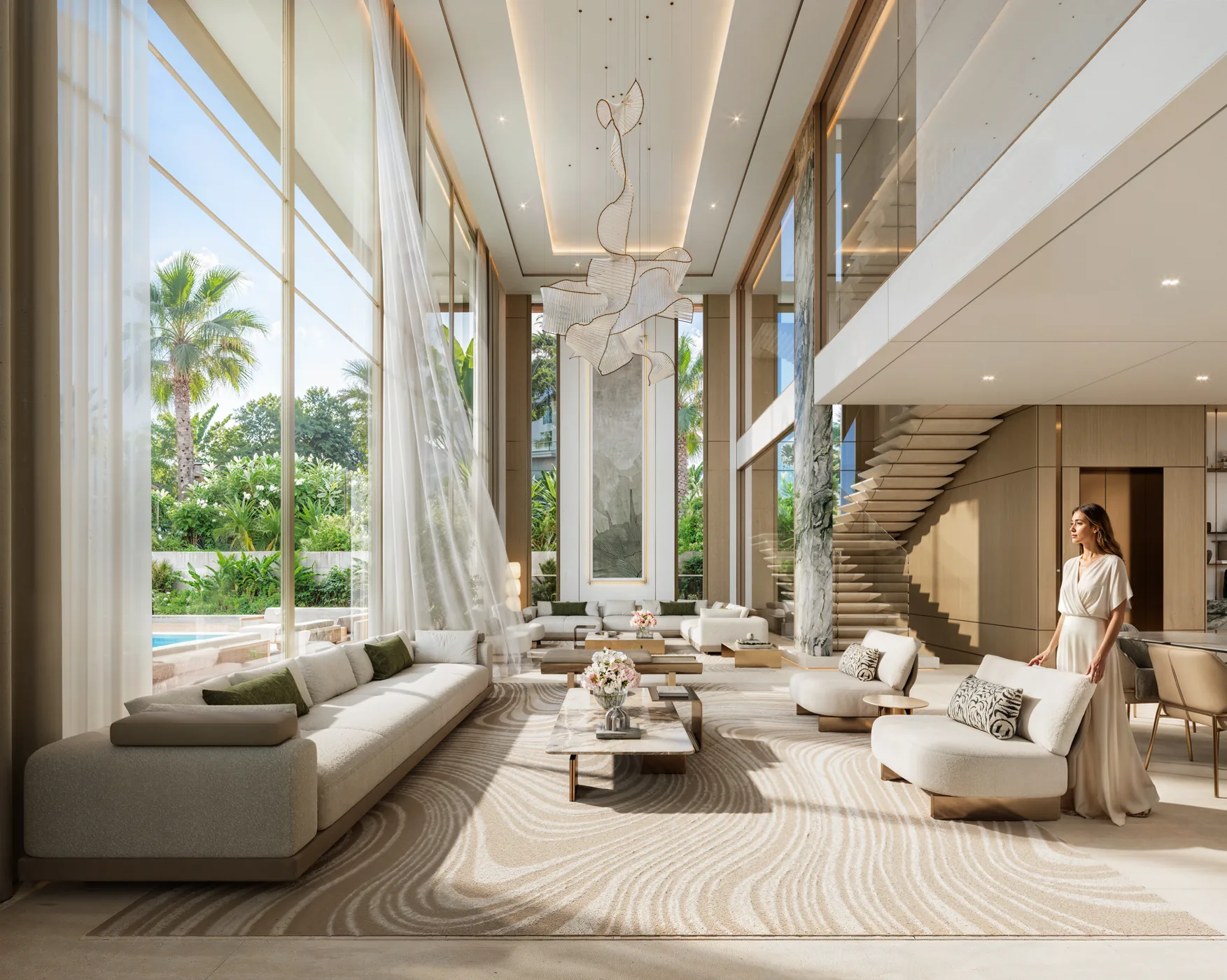 Tilal Binghatti living — architectural illustration