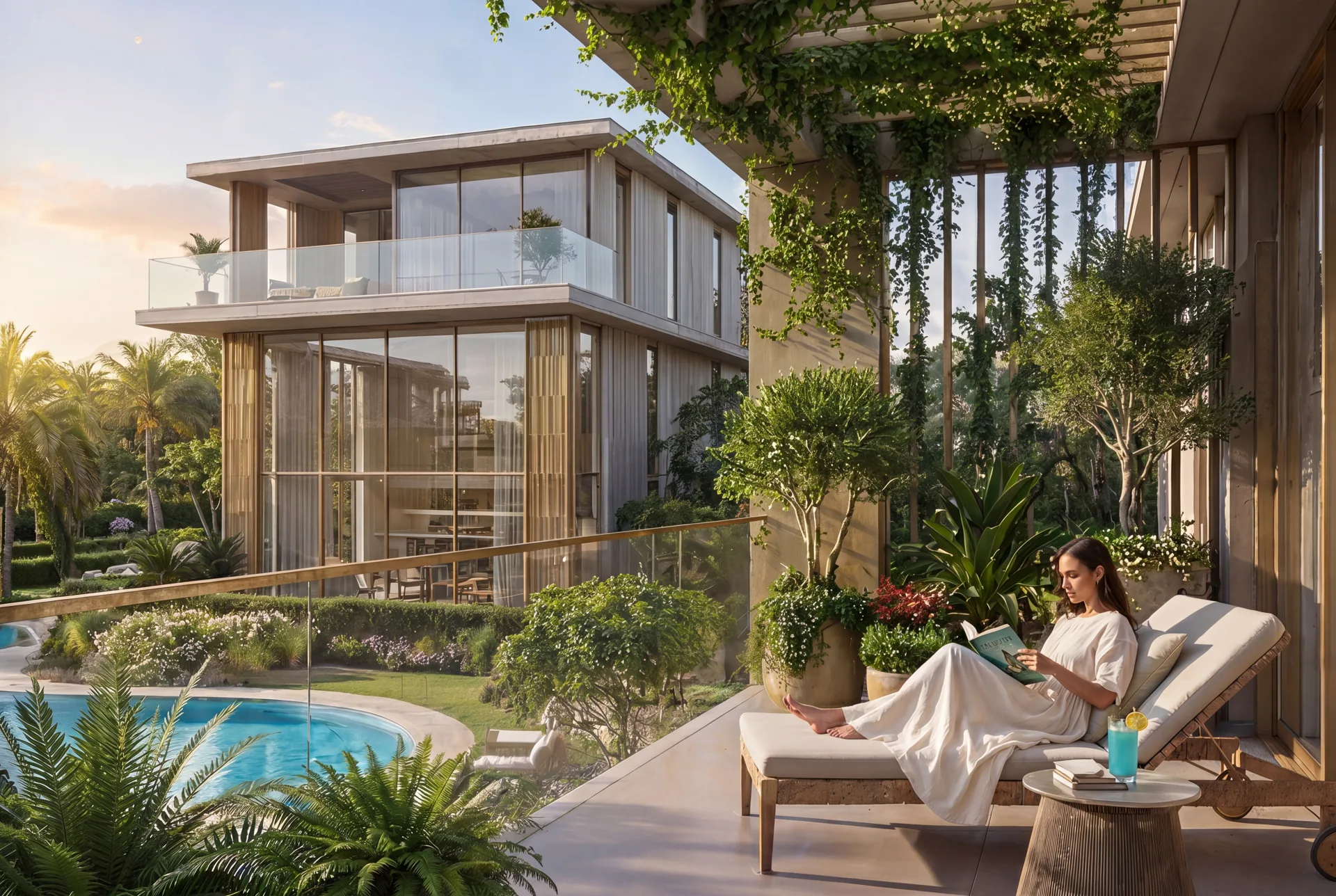 Tilal Binghatti terrace — architectural illustration